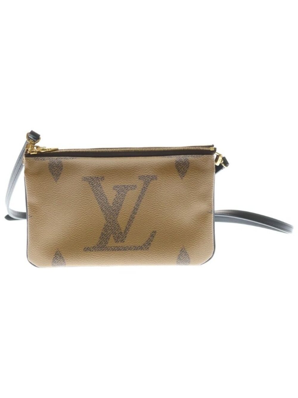 Louis Vuitton Monogram Giant Reverse Pochette Double Zip Shoulder Bag Brown